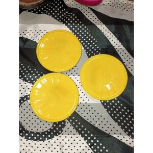 Akro Agate small interior Panel Yellow Plate set of 3 Glows candmim under uv
